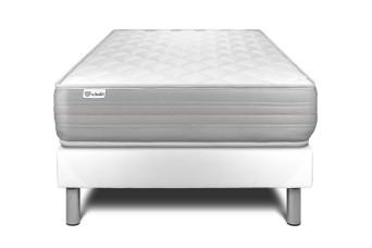 Ensemble Matelas Sommier 90x190 cm - Sommier Blanc (déjà monté) - Vitalmemo