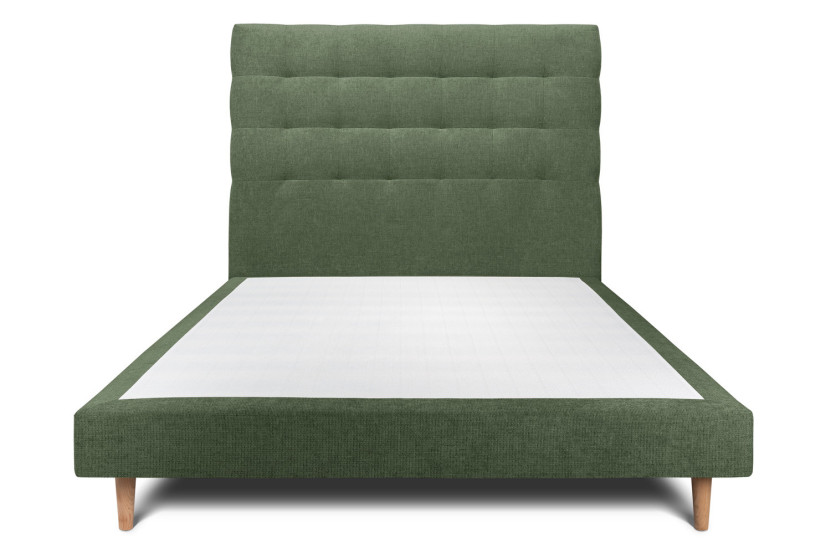 Lit 150x190 cm avec Tête de lit capitonnée - Tissu Toile natté