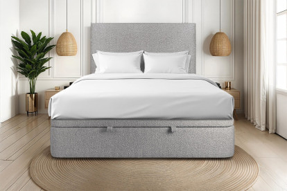 Sommier Coffre 200x200 cm - Bouclette - Gris