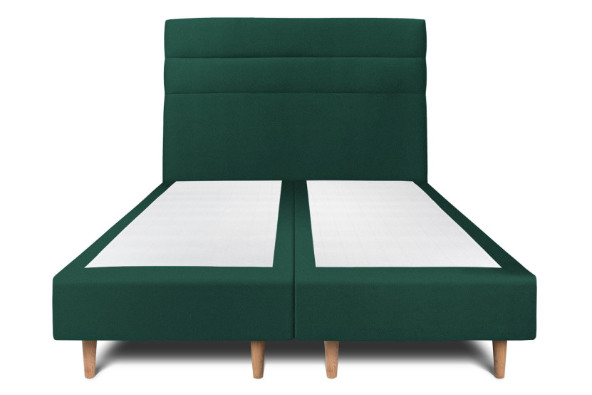 Lit 2x80x200 cm avec Tête de lit à lignes - Tissu Velours