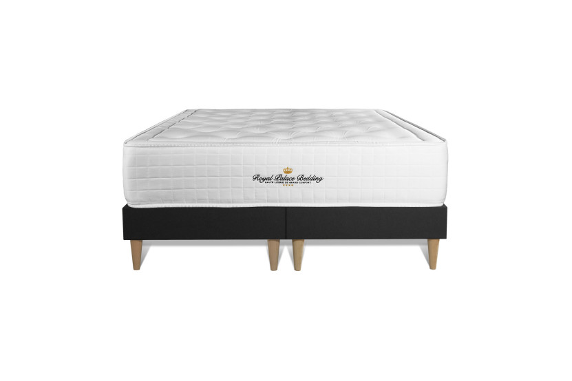 Ensemble Matelas Sommier 160x200 cm - 2 Sommiers Noir - Buckingham