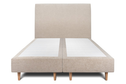 Lit 2x 100x200 cm - Sommier tapissier H35 cm + tête de lit tapissée - Tissu Toile natté Beige Brun