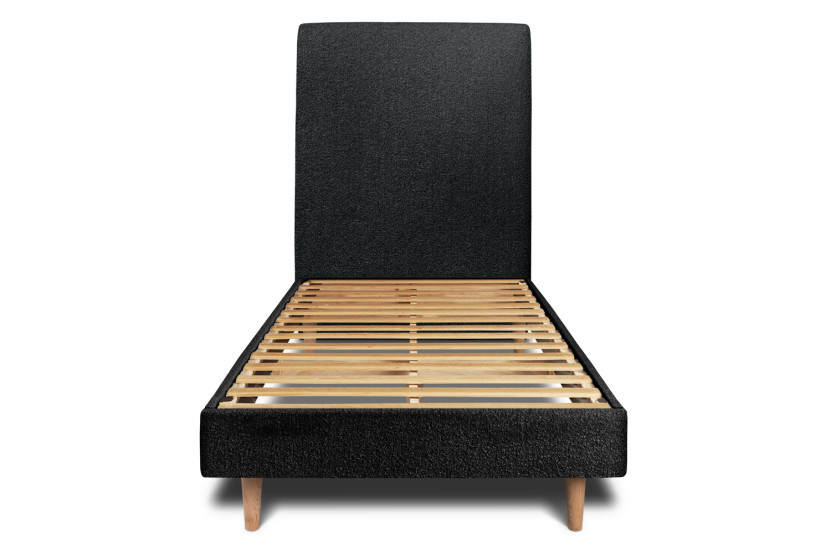 Lit 90x190 cm avec Tête de lit tapissée - Tissu Bouclette