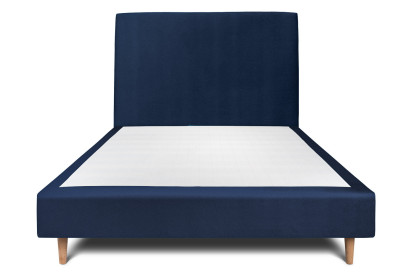 Lit 150x190 cm - Sommier tapissier H35 cm + tête de lit tapissée - Tissu Velours Bleu Océan