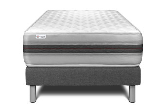 Ensemble Matelas Sommier 90x190 cm - Sommier Gris (en kit) - Vitalmemo Back