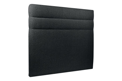 Lit 200x200 cm - Sommier à lattes H29 cm + tête de lit à lignes - Tissu Bouclette Noir