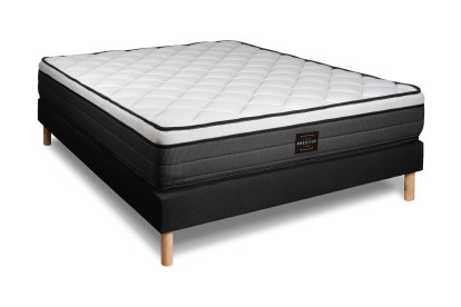 Ensemble Matelas Sommier 140x200 cm - Sommier Noir (déjà monté) - Suite