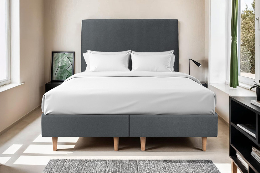 Lit 2x90x200 cm avec Tête de lit tapissée - Tissu Velours
