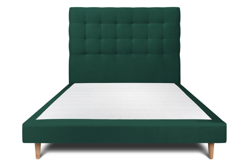 Lit 150x190 cm avec Tête de lit capitonnée - Tissu Velours