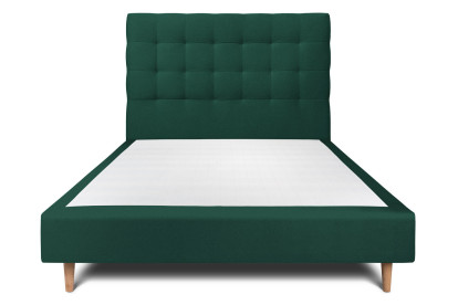Lit 160x200 cm - Sommier tapissier H35 cm + tête de lit capitonnée - Tissu Velours Vert