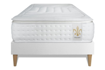 Ensemble Matelas Sommier 90x200 cm - Sommier Blanc (déjà monté) - Vingt-Quatre PLUS