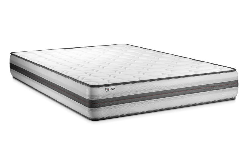 Ensemble Matelas Sommier 140x190 cm - Sommier Noir (déjà monté) - Vitalpower Recover