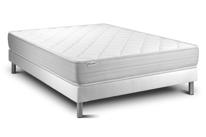 Ensemble Matelas Sommier 140x200 cm - Sommier Blanc (en kit) - Vitalmemo