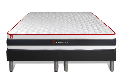 Ensemble Matelas Sommier 200x200 cm - 2 Sommiers Noir - Energy