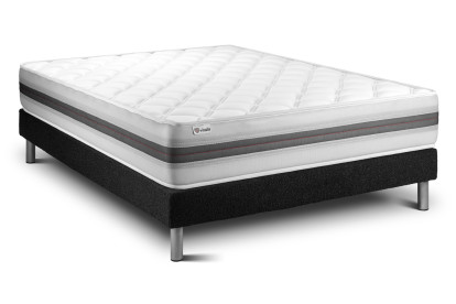 Ensemble Matelas Sommier 200x200 cm - Sommier Noir (en kit) - Vitalmemo Back
