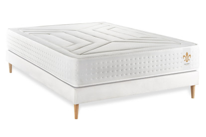 Ensemble Matelas Sommier 160x200 cm - Sommier Blanc (déjà monté) - Vingt-Quatre
