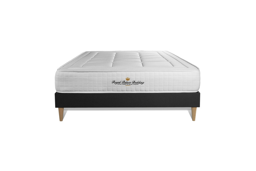 Ensemble Matelas Sommier 140x190 cm - Sommier Noir (en kit) - Balmoral