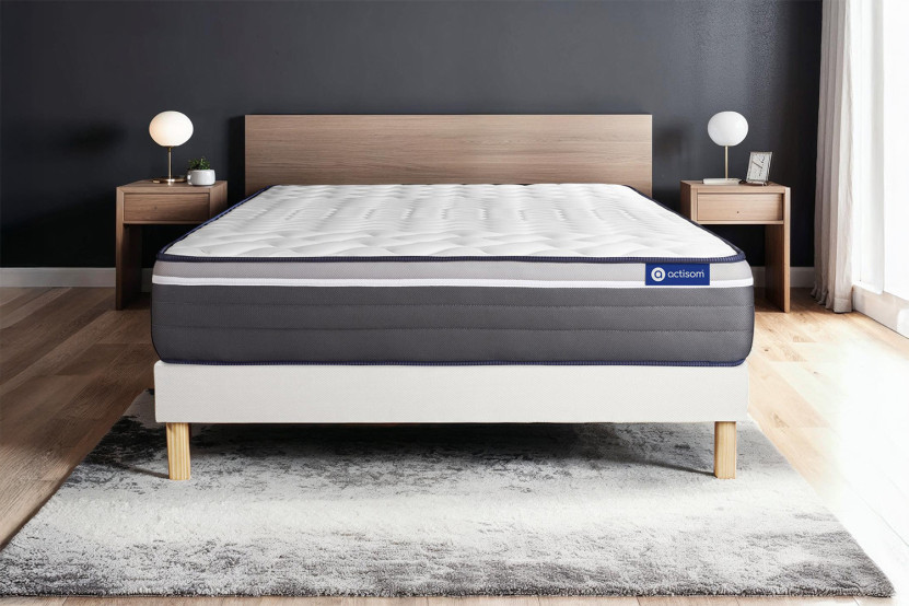 Ensemble Matelas Sommier 80x200 cm - Sommier Blanc (en kit) - Actiflex Plus