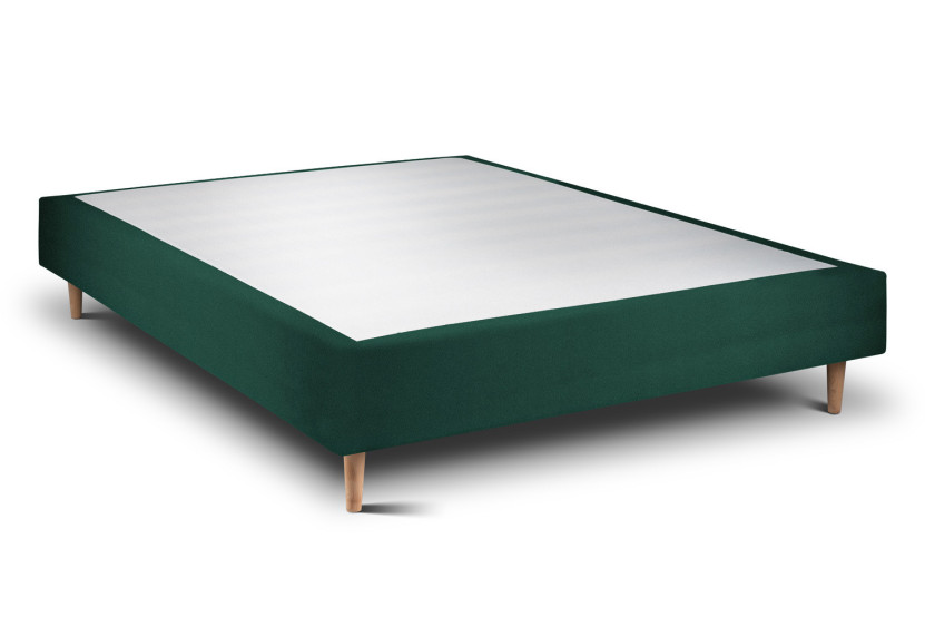 Lit 140x200 cm avec Tête de lit capitonnée - Tissu Velours