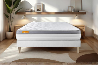 Ensemble Matelas Sommier 160x200 cm - Sommier Blanc (en kit) - Memo Zen