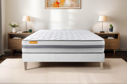 Ensemble Matelas Sommier 180x200 cm - Sommier Blanc (en kit) - Memo Spring