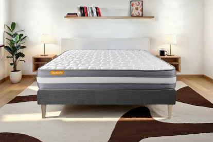 Ensemble Matelas Sommier 180x200 cm - Sommier Gris (en kit) - Memo Plus