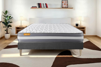 Ensemble Matelas Sommier 140x190 cm - Sommier Gris (en kit) - Memo Plus