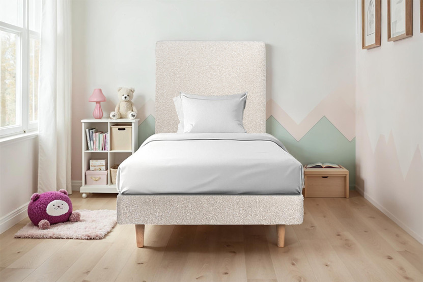 Sommier Tapissier 80x200 cm (déjà monté) - Bouclette - Beige Clair