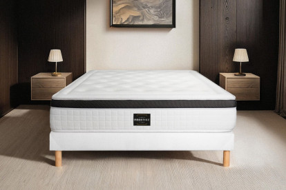 Ensemble Matelas Sommier 120x190 cm - Sommier Blanc (déjà monté) - Privilège