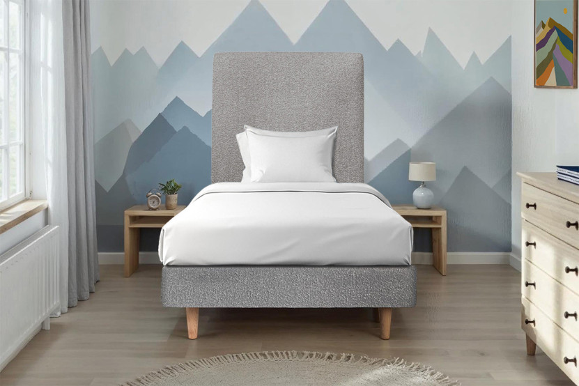 Sommier Tapissier 90x200 cm (déjà monté) - Bouclette - Gris