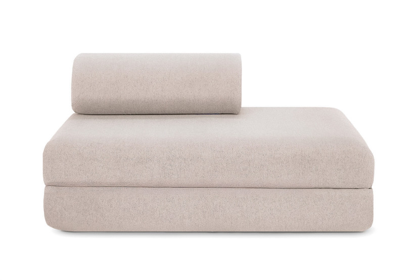 Canapé d'angle convertible 5 places - Tissu imperméable - Beige clair