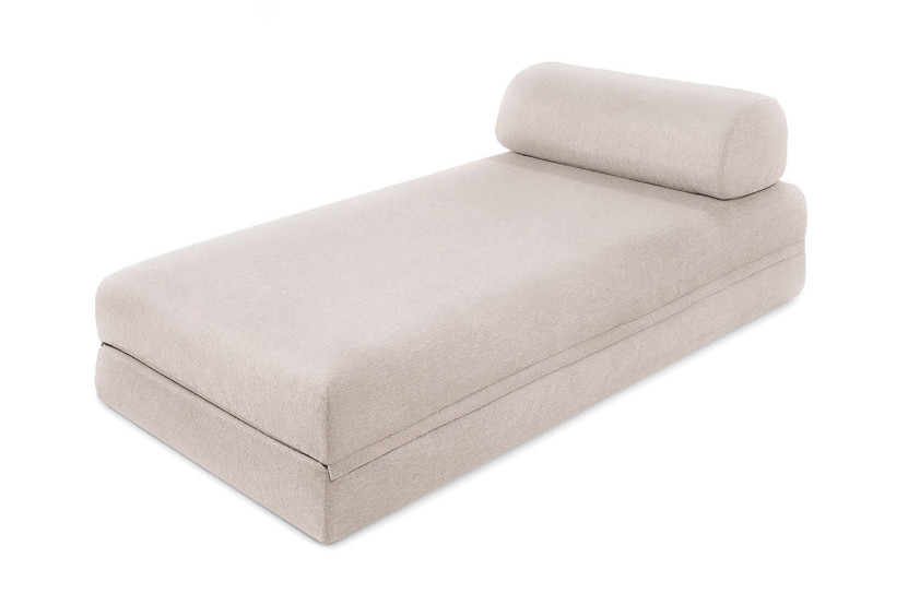 Canapé d'angle convertible 5 places - Tissu imperméable - Beige clair