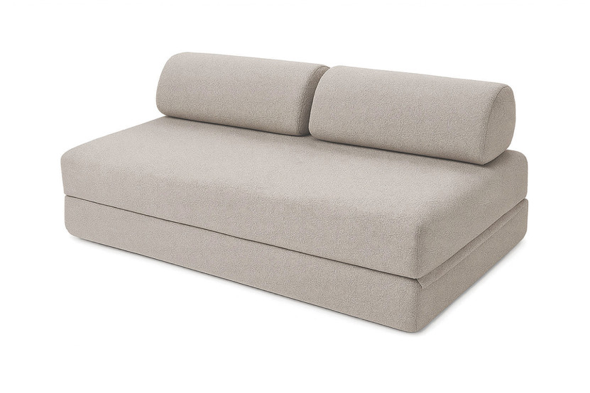Canapé d'angle convertible 6 places - Tissu imperméable - Beige clair