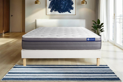 Ensemble Matelas Sommier 120x195 cm - Sommier Blanc (en kit) - Actiflex Zen