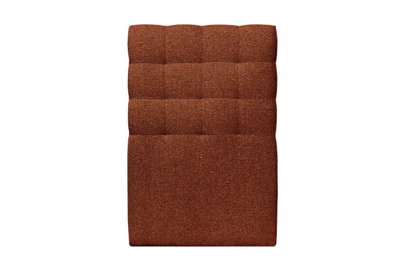 Lit 90x200 cm avec Tête de lit capitonnée - Tissu Bouclette Terracotta