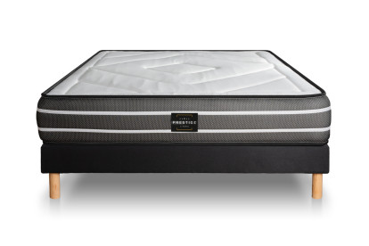 Ensemble Matelas Sommier 140x200 cm - Sommier Noir (déjà monté) - Exclusive