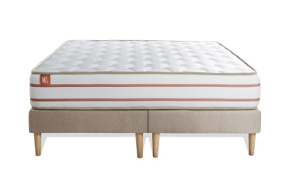 Ensemble Matelas Sommier 180x200 cm - 2 Sommiers Beige - Le Doux