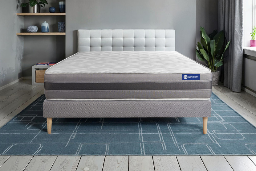 Ensemble Matelas Sommier 160x220 cm - Sommier Gris (en kit) - Actilatex Relax