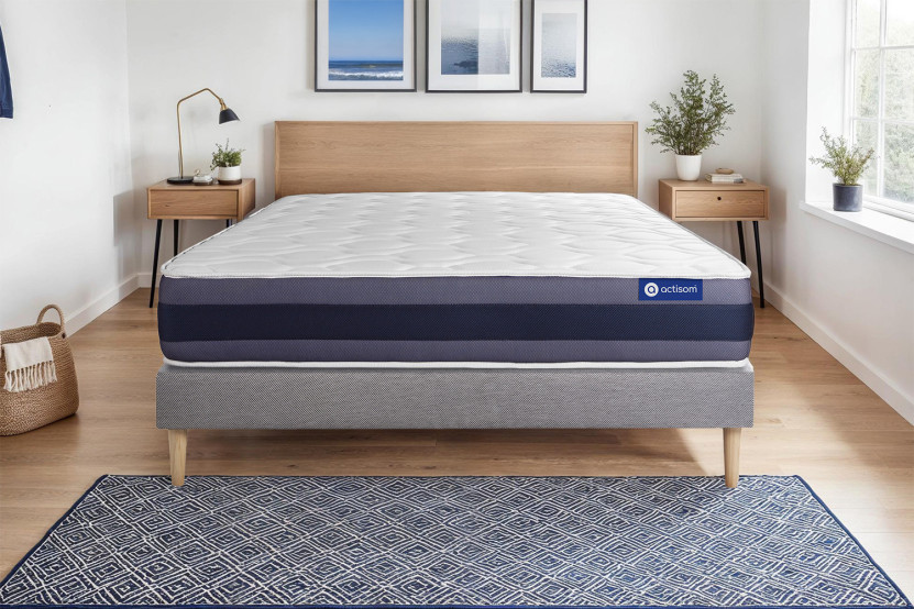Ensemble Matelas Sommier 80x200 cm - Sommier Gris (en kit) - Actiflex Morpho