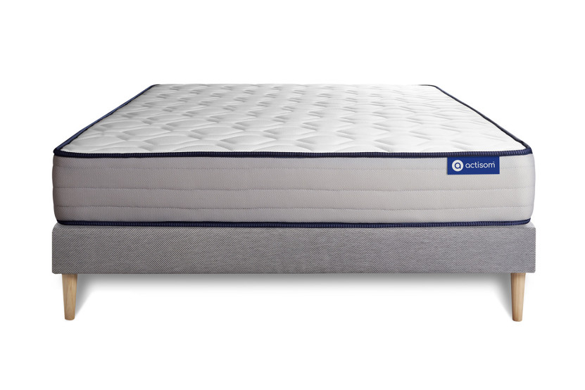 Ensemble Matelas Sommier 140x200 cm - Sommier Gris (en kit) - Actimemo Form
