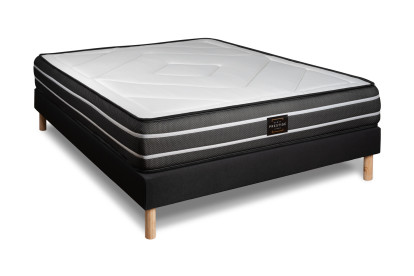 Ensemble Matelas Sommier 140x200 cm - Sommier Noir (déjà monté) - Exclusive