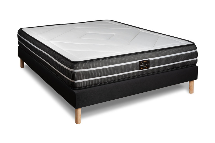 Ensemble Matelas Sommier 140x200 cm - Sommier Noir (déjà monté) - Exclusive