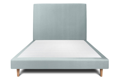 Lit 150x190 cm - Sommier tapissier H29 cm + tête de lit tapissée - Tissu Velours Gris Bleuté