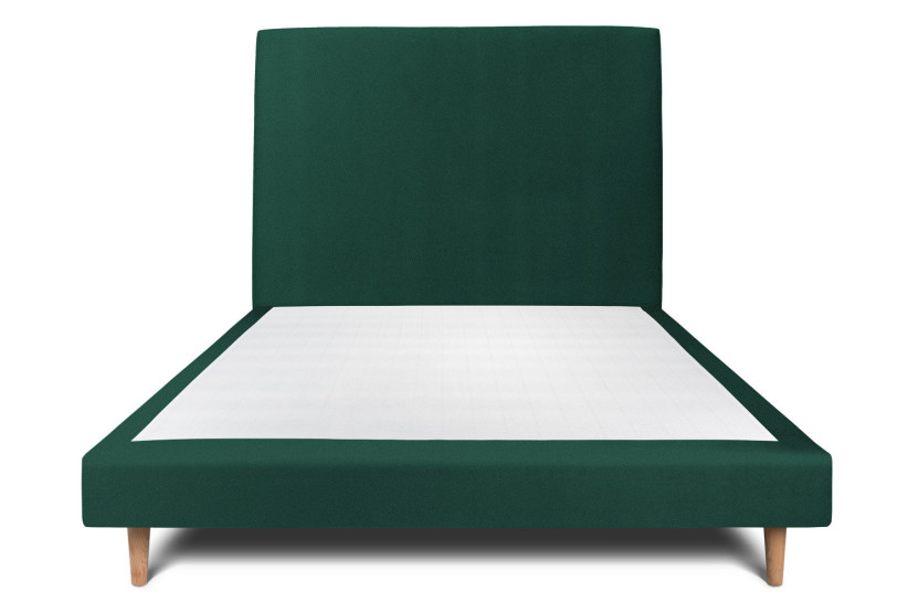 Lit 150x200 cm avec Tête de lit tapissée - Tissu Velours Vert