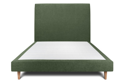 Lit 135x190 cm - Sommier tapissier H29 cm + tête de lit tapissée - Tissu Toile natté Vert Kaki