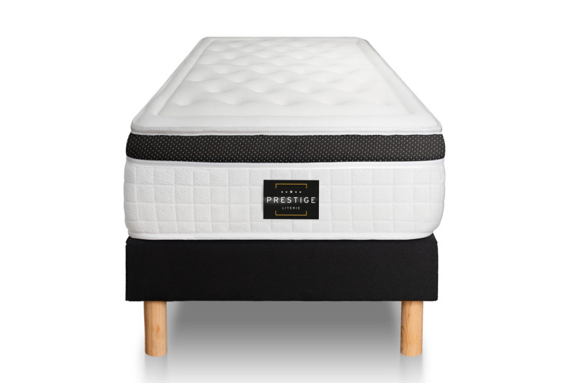 Ensemble Matelas Sommier 120x190 cm - Sommier Noir (en kit) - Privilège