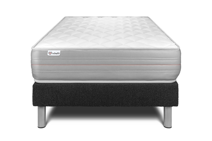 Ensemble Matelas Sommier 120x190 cm - Sommier Noir (en kit) - Vitalmemo