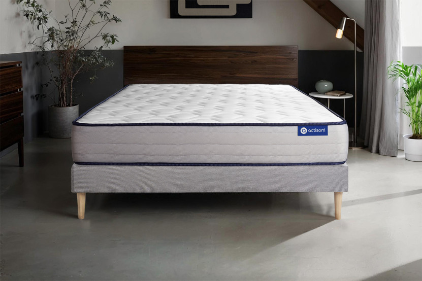Ensemble Matelas Sommier 120x220 cm - Sommier Gris (en kit) - Actilatex Form