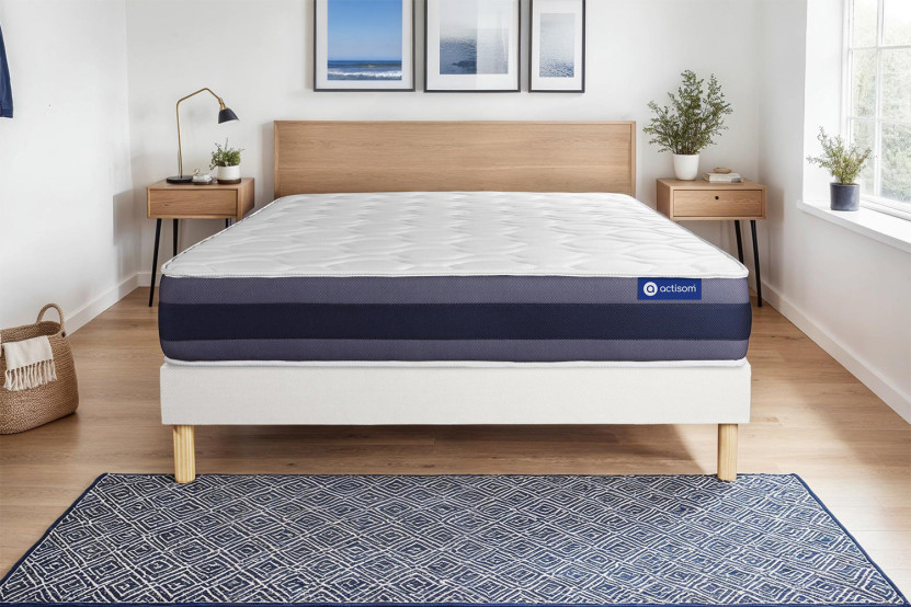 Ensemble Matelas Sommier 180x210 cm - Sommier Blanc (en kit) - Actiflex Morpho
