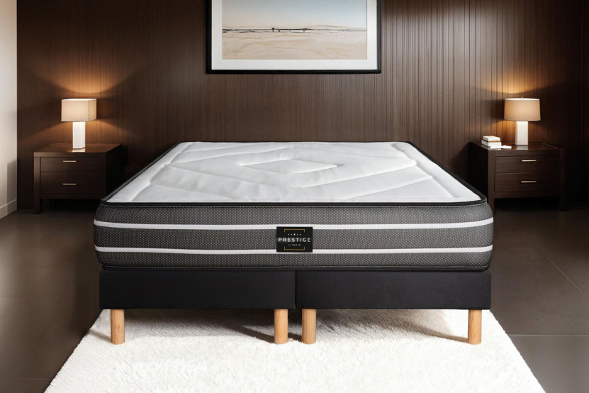 Ensemble Matelas Sommier 160x200 cm - 2 Sommiers Noirs - Exclusive